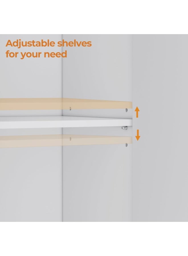 خزانة تخزين ارضية الحمام بباب مزدوج من هومهيدي وحدة للحمام منظمة حديثة رف قابل للتعديل غرفة المعيشة المدخل المطبخ ابيض خشب مُصنع - Image 4